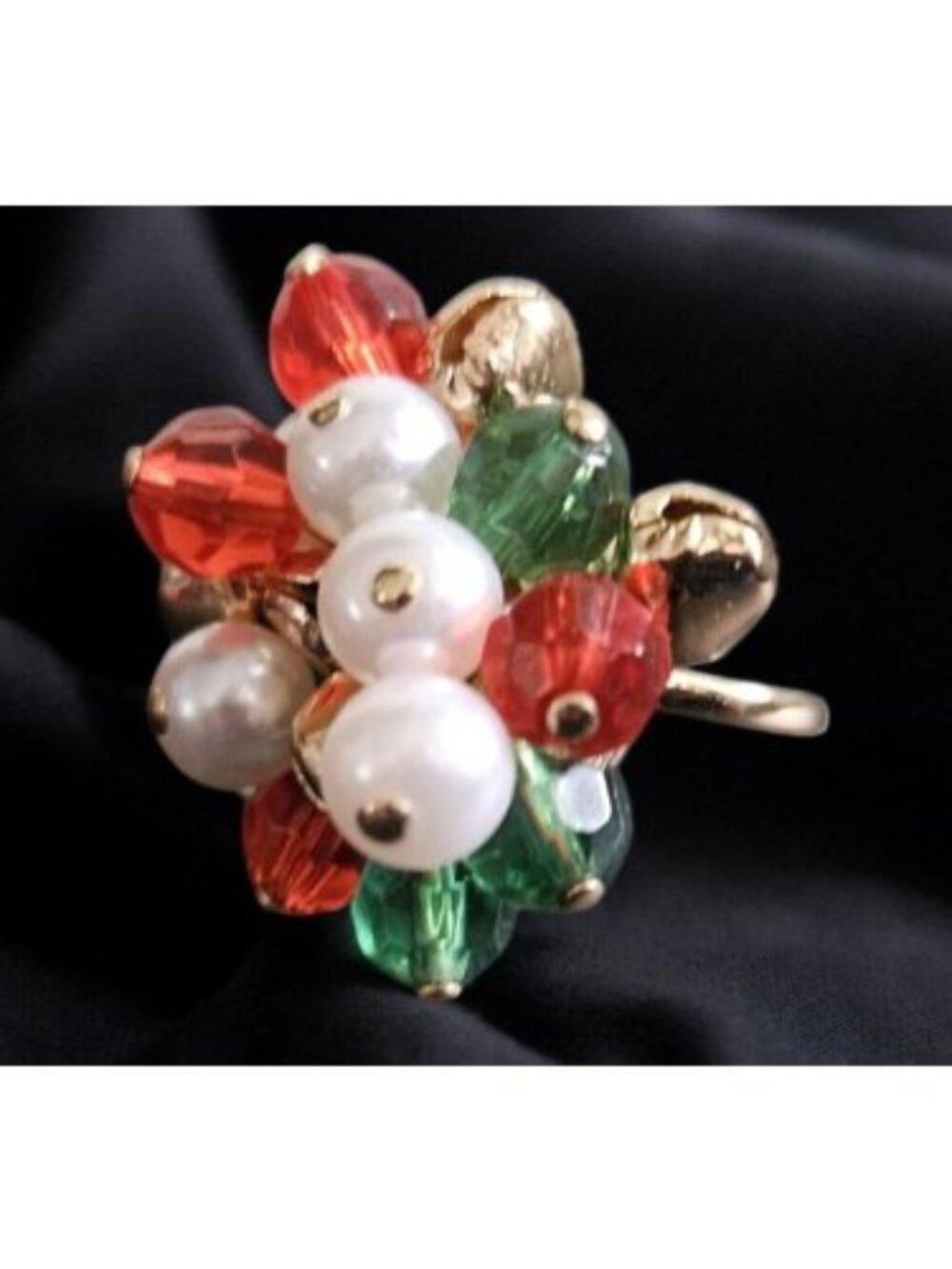 Vintage AVON All Wrapped Up Beads & Bells Cluster Ring Ladies Size 8